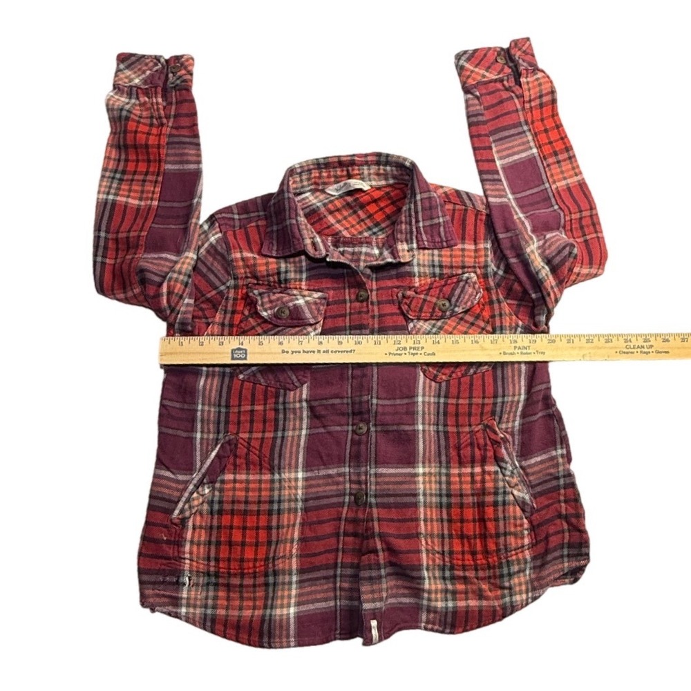 Woolrich Womens Red Purple Plaid Cotton Flannel Button Down Shirt Pockets Size M - Picture 5 of 6